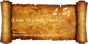 Leeb Szilvánusz névjegykártya